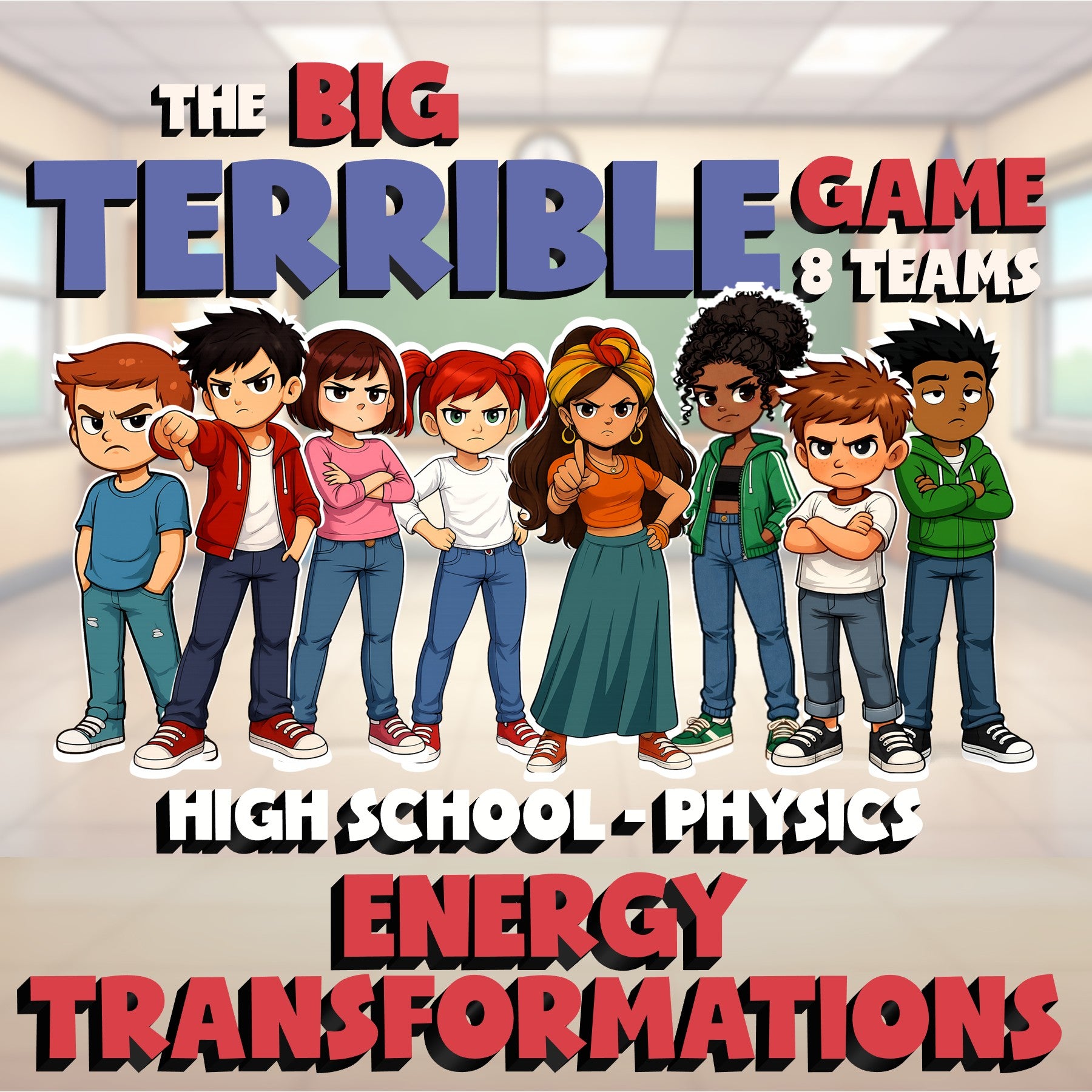 Energy Transformations BIG TERRIBLE GAME - No Prep Physics Science Review