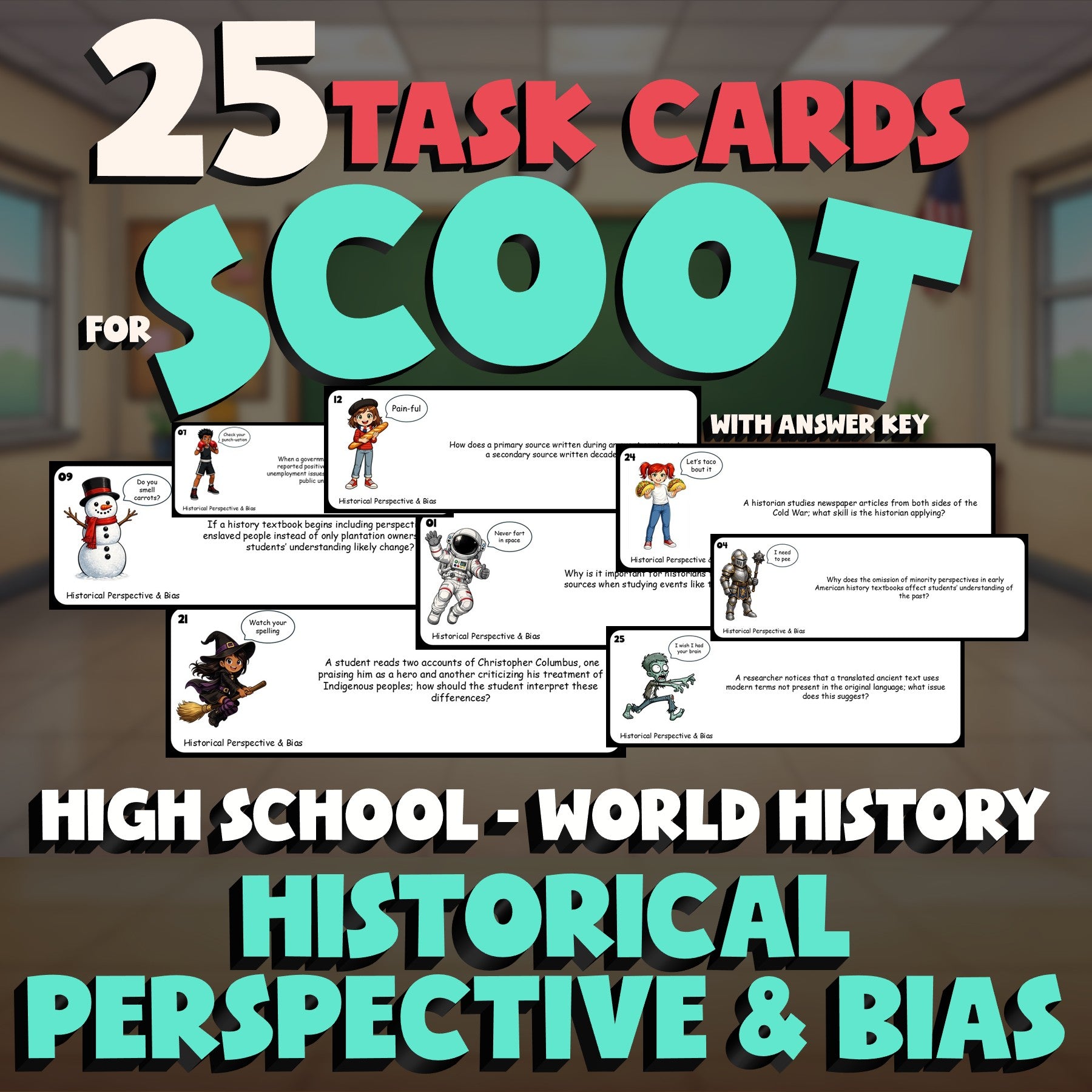 Historical Perspective & Bias SCOOT TASK CARDS Game - No Prep World History
