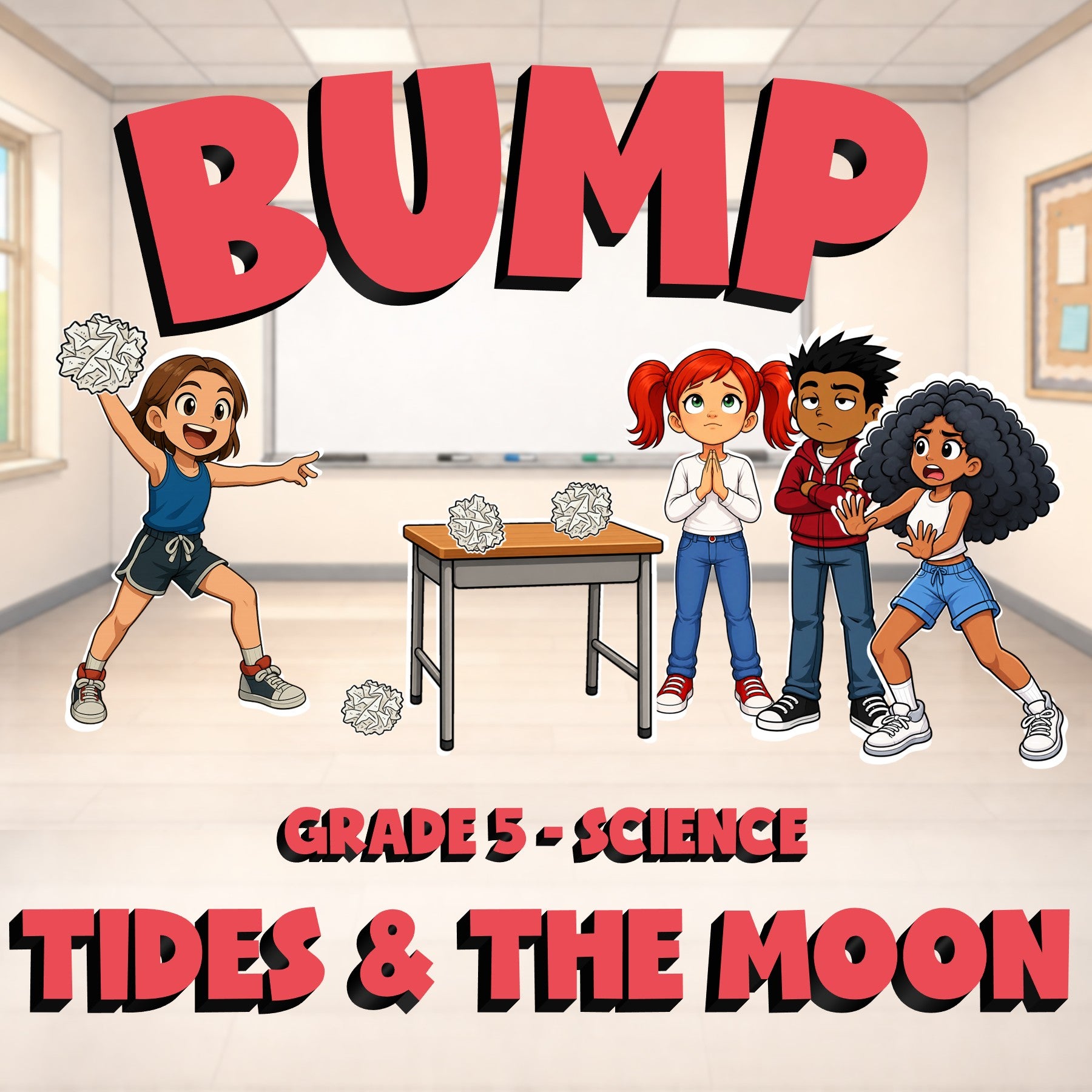 Tides & the Moon BUMP Science Game - No Prep Grade 5 Review Activity