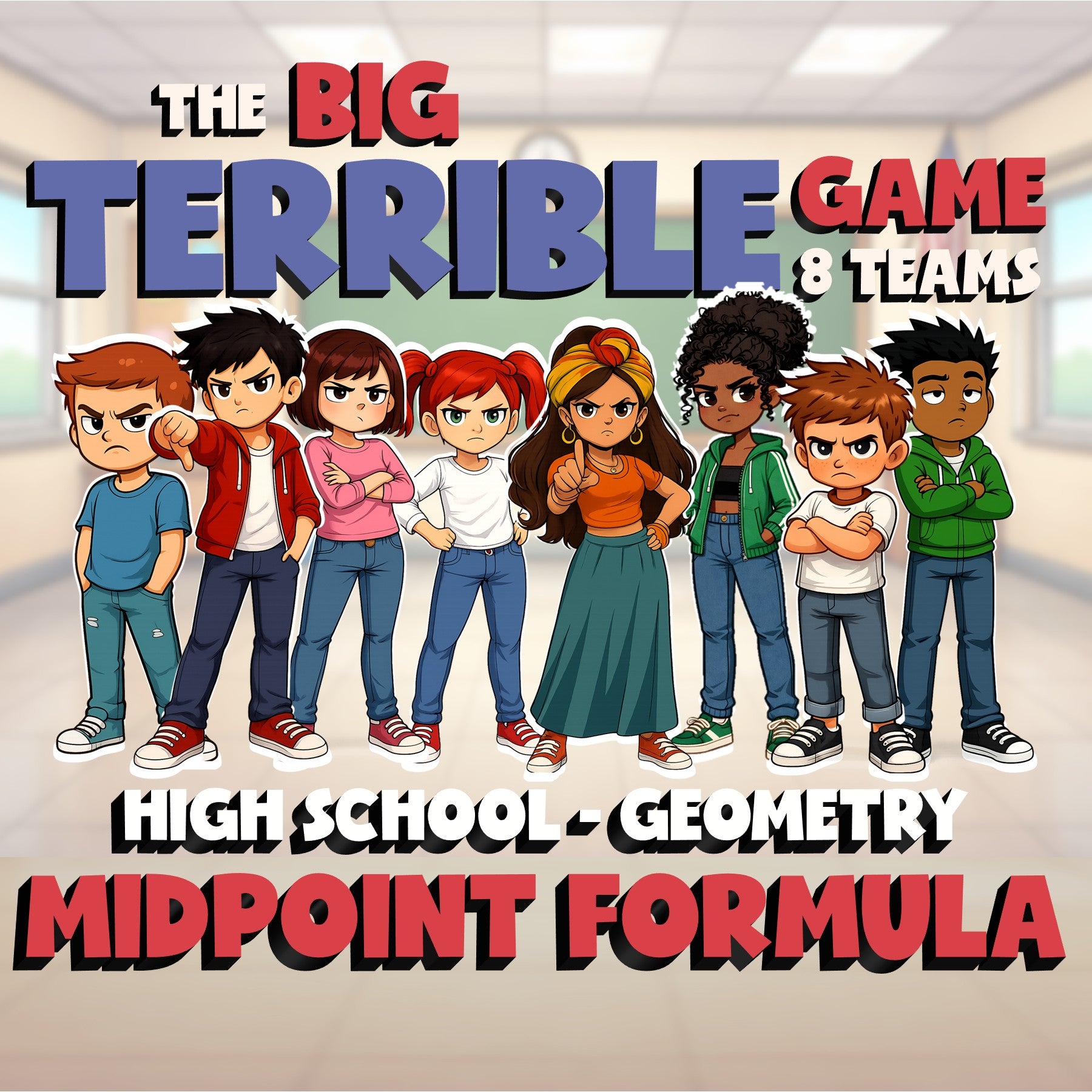 Midpoint Formula BIG TERRIBLE GAME - No Prep Geometry Math Review Activity