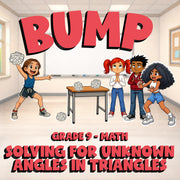 Solving for Unknown Angles in Triangles BUMP Math Game - No Prep Grade 9 Review