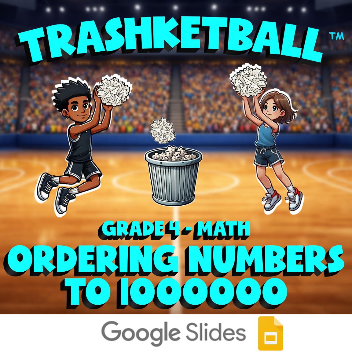 Ordering Numbers to 1000000 TRASHKETBALL Math Game - No Prep Grade 4 Review