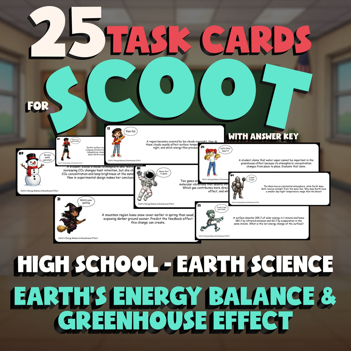 Earth’s Energy Balance & Greenhouse Effect SCOOT TASK CARDS Game - Earth Science