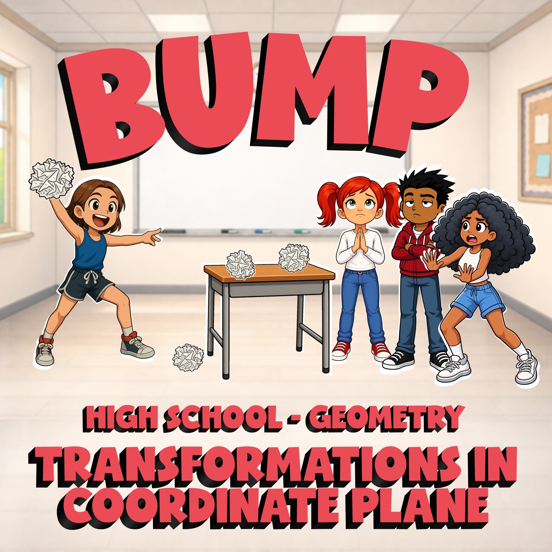 Transformations in Coordinate Plane BUMP Math Game - No Prep Geometry Review