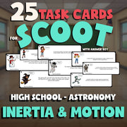 Inertia & Motion SCOOT TASK CARDS Science Game - No Prep Astronomy Review
