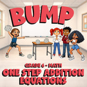 One Step Addition Equations BUMP Math Game - No Prep Grade 6 Review Activity