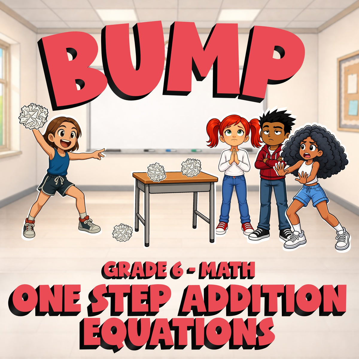 One Step Addition Equations BUMP Math Game - No Prep Grade 6 Review Activity