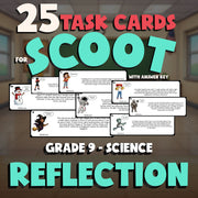 Reflection SCOOT TASK CARDS Science Game - No Prep Grade 9 Review Activity