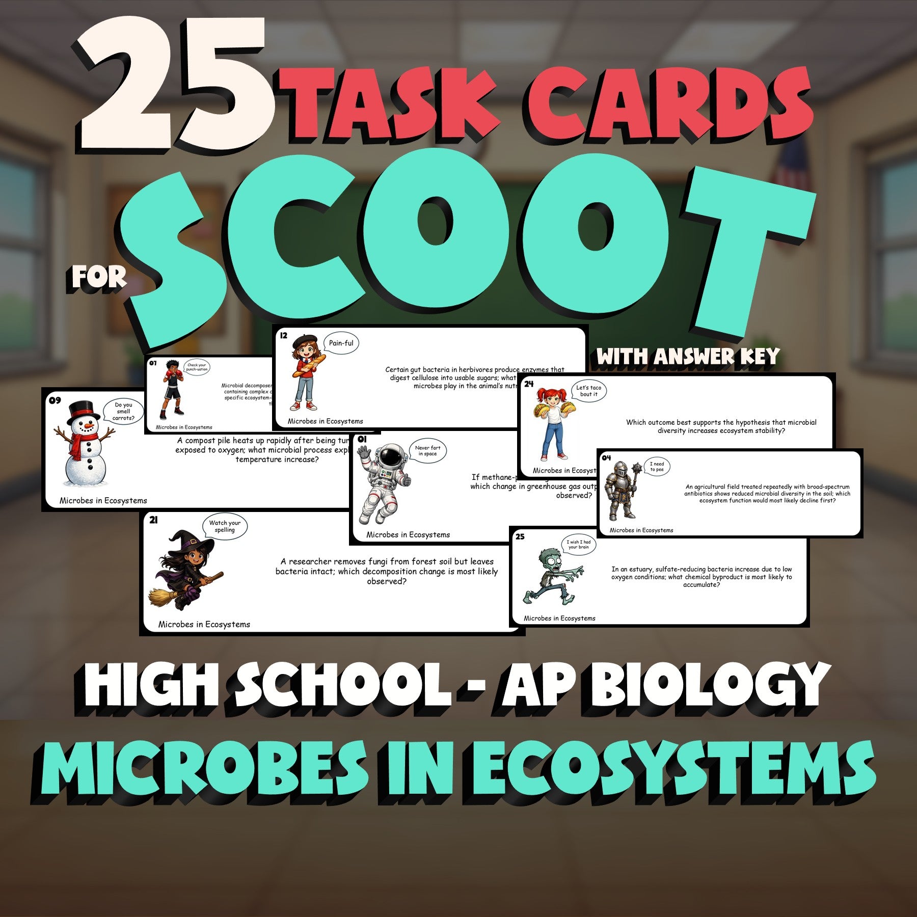 Microbes in Ecosystems SCOOT TASK CARDS Science Game - No Prep AP Biology Review