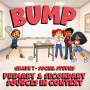 Primary & Secondary Sources in Context BUMP Socials Game - No Prep Grade 7