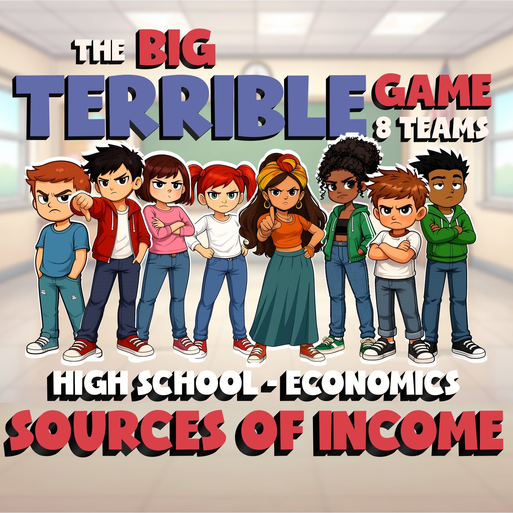 Sources of Income BIG TERRIBLE GAME - No Prep Economics Review Activity