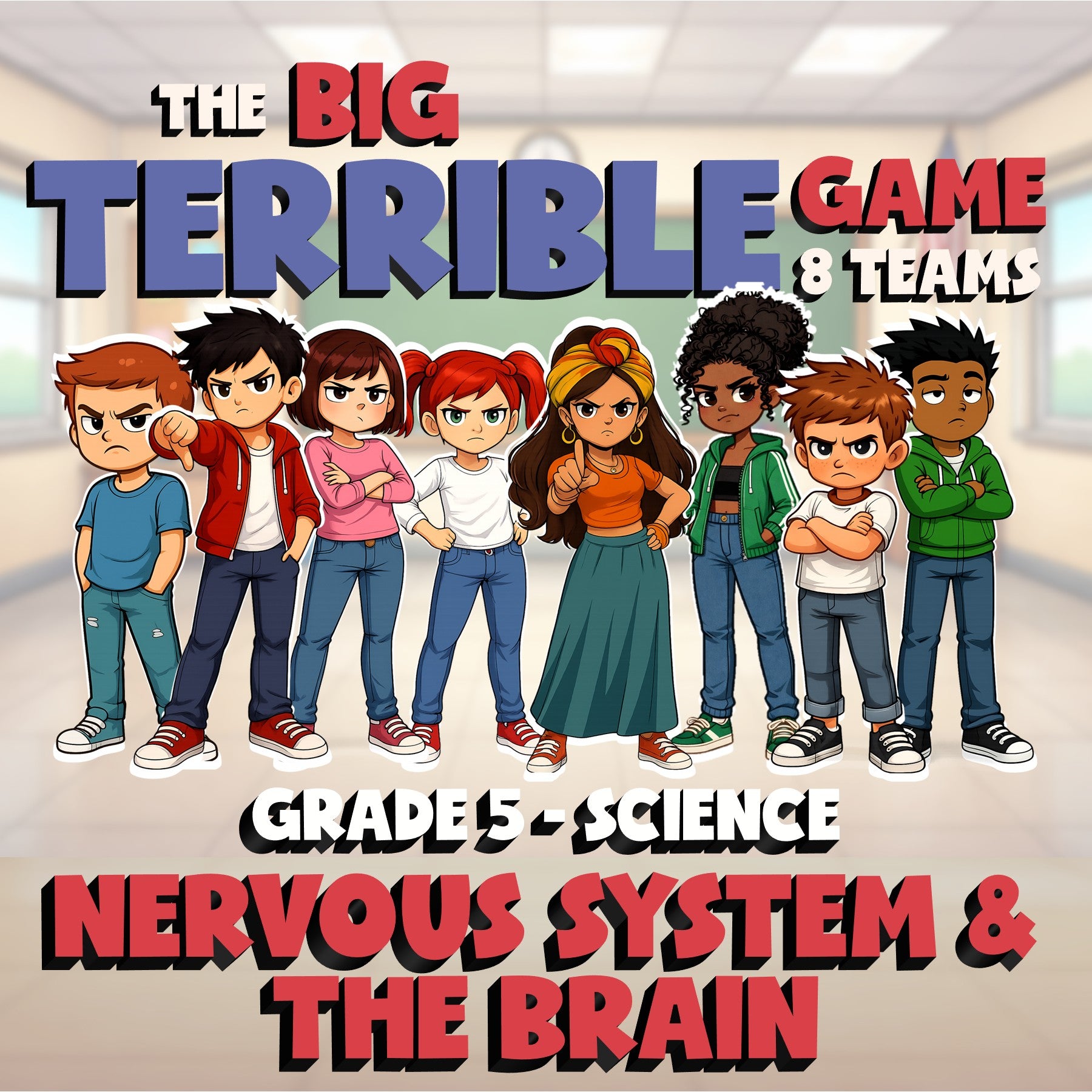 Nervous System & the Brain BIG TERRIBLE GAME - No Prep Grade 5 Science Review