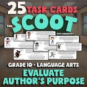 Evaluate Author’s Purpose SCOOT TASK CARDS ELA Game - No Prep Grade 10 Review