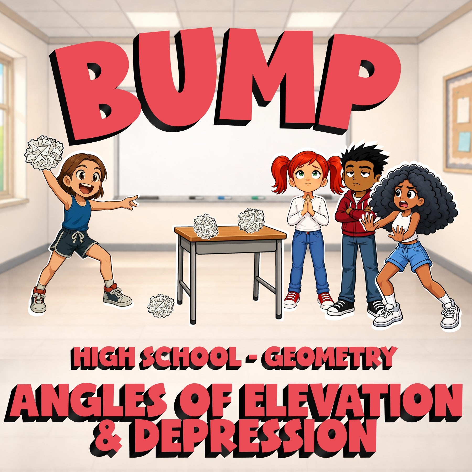 Angles of Elevation & Depression BUMP Math Game - No Prep Geometry Review