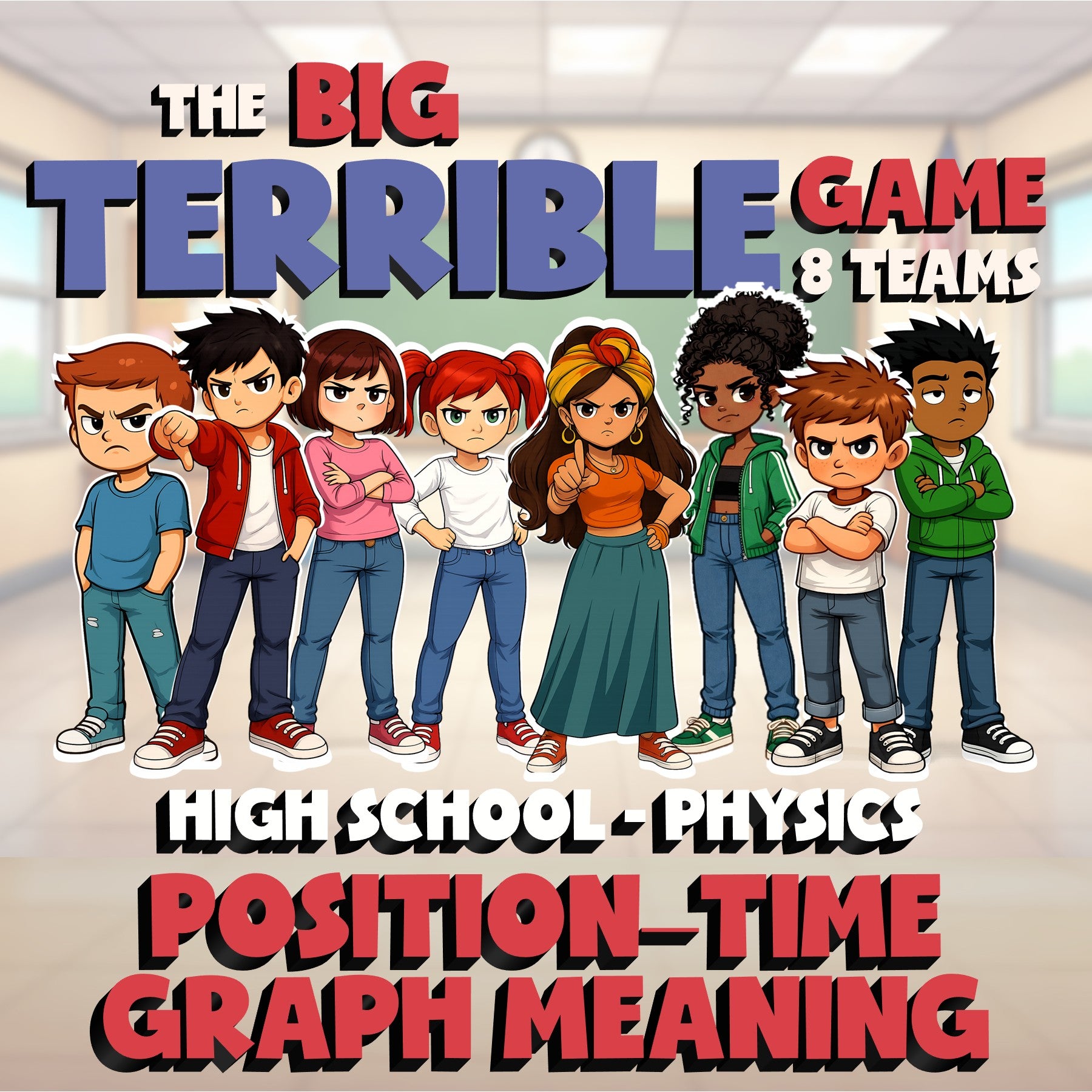 Position–Time Graph Meaning BIG TERRIBLE GAME - No Prep Physics Science Review