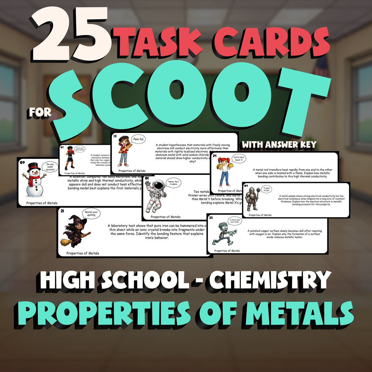 Properties of Metals SCOOT TASK CARDS Science Game - No Prep Chemistry Review