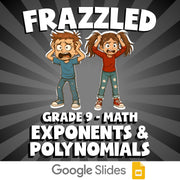 Exponents & Polynomials FRAZZLED Math Game - No Prep Grade 9 Review Activity