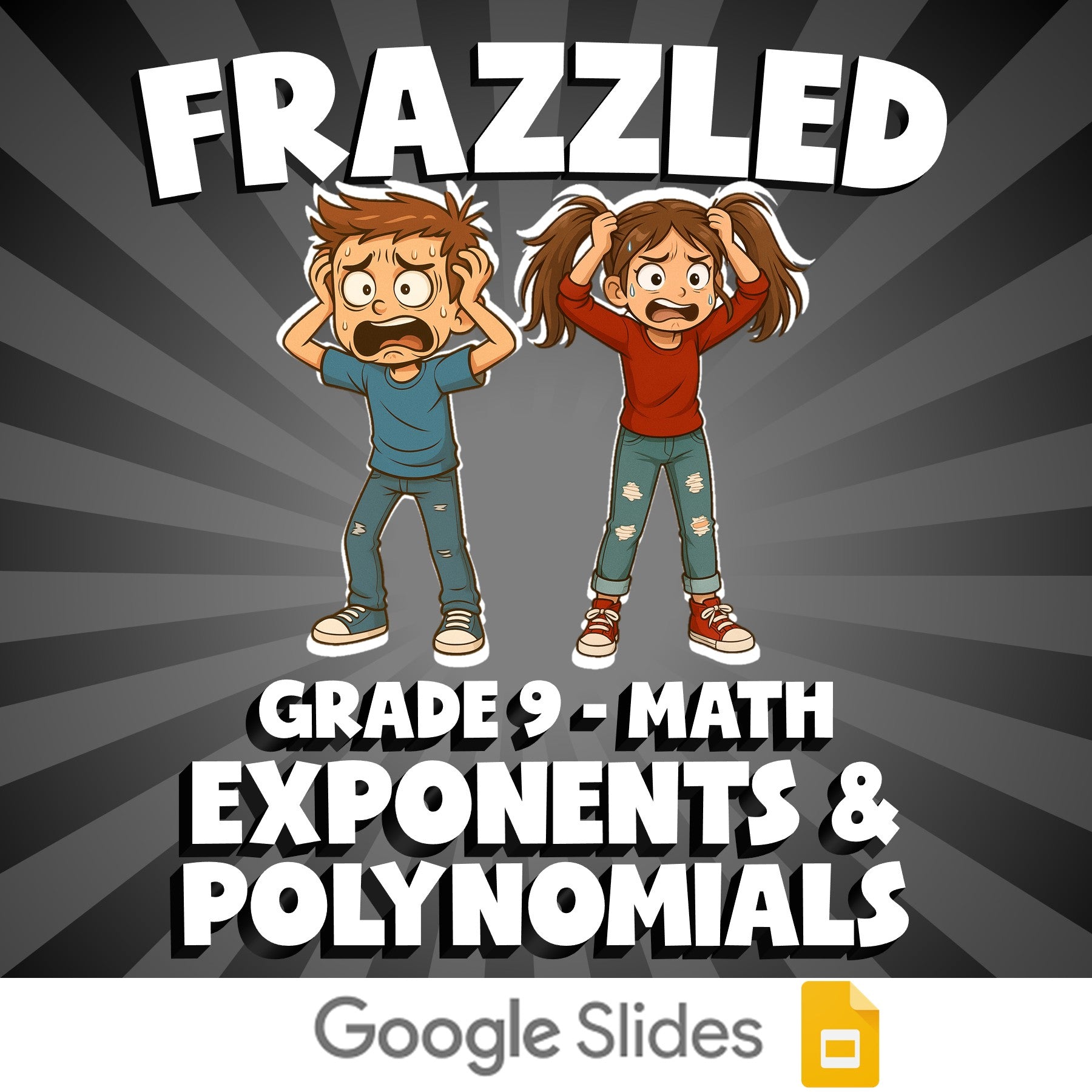 Exponents & Polynomials FRAZZLED Math Game - No Prep Grade 9 Review Activity