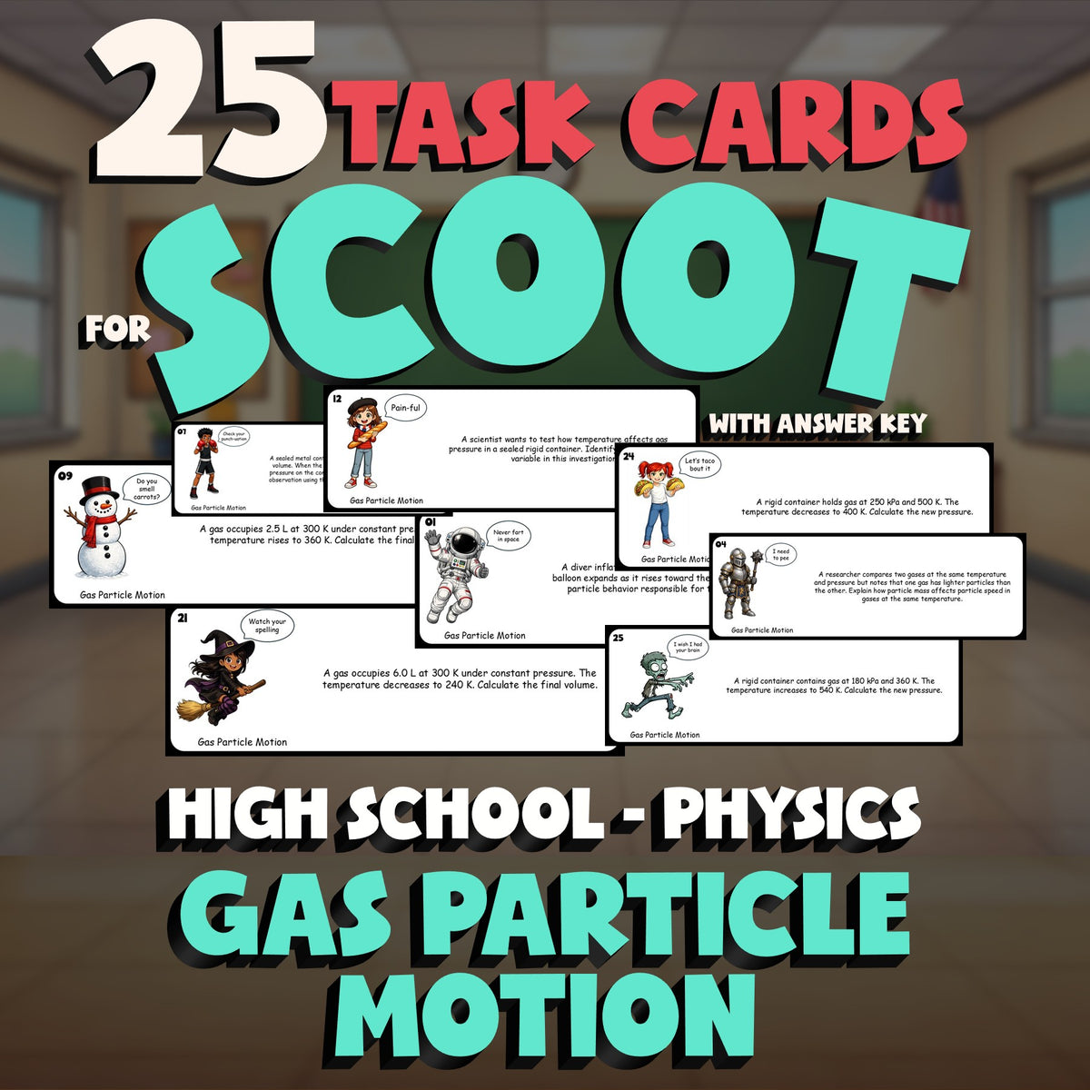 Gas Particle Motion SCOOT TASK CARDS Science Game - No Prep Physics Review