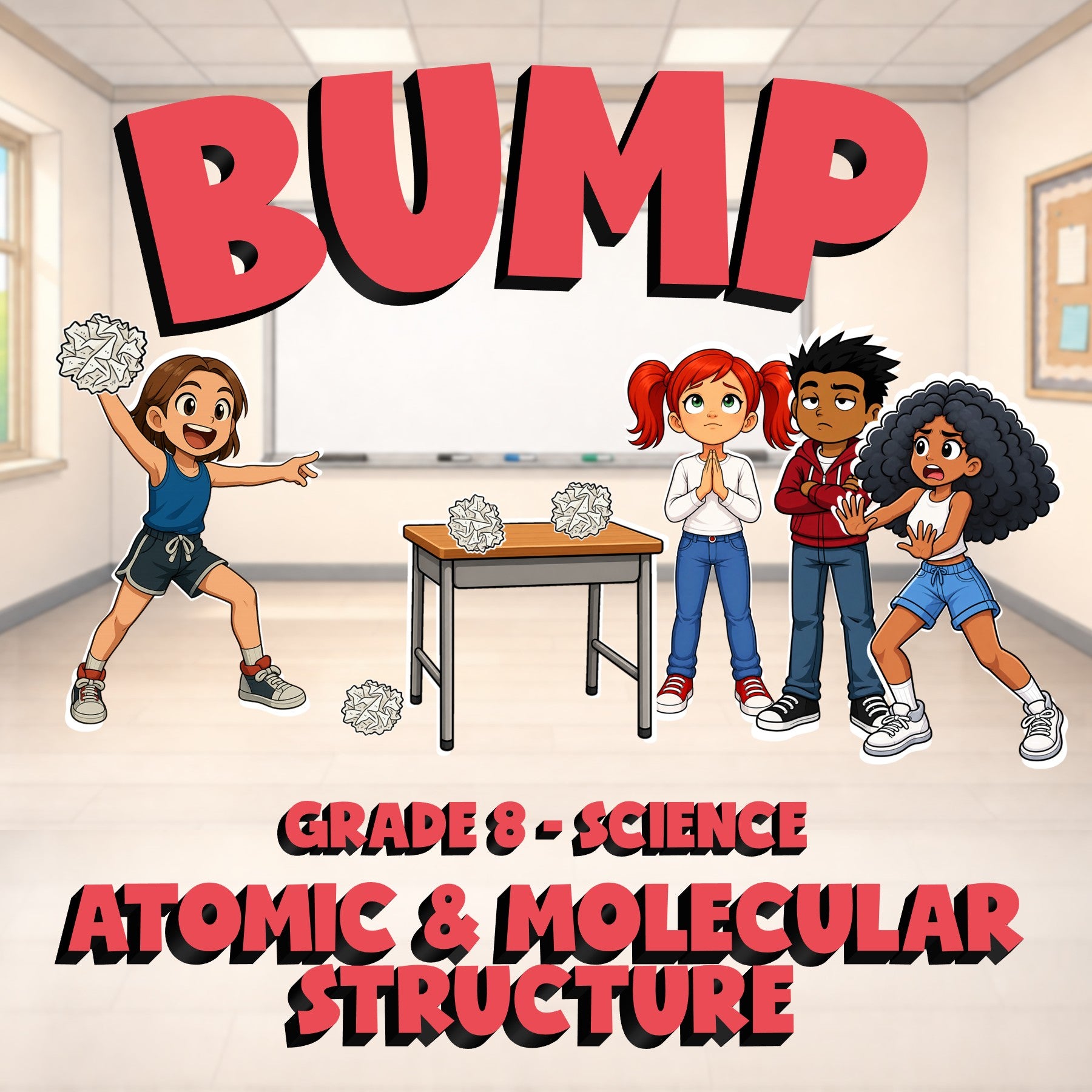 Atomic & Molecular Structure BUMP Science Game - No Prep Grade 8 Review Activity