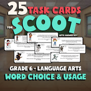 Word Choice & Usage SCOOT TASK CARDS ELA Game - No Prep Grade 6 Review Activity
