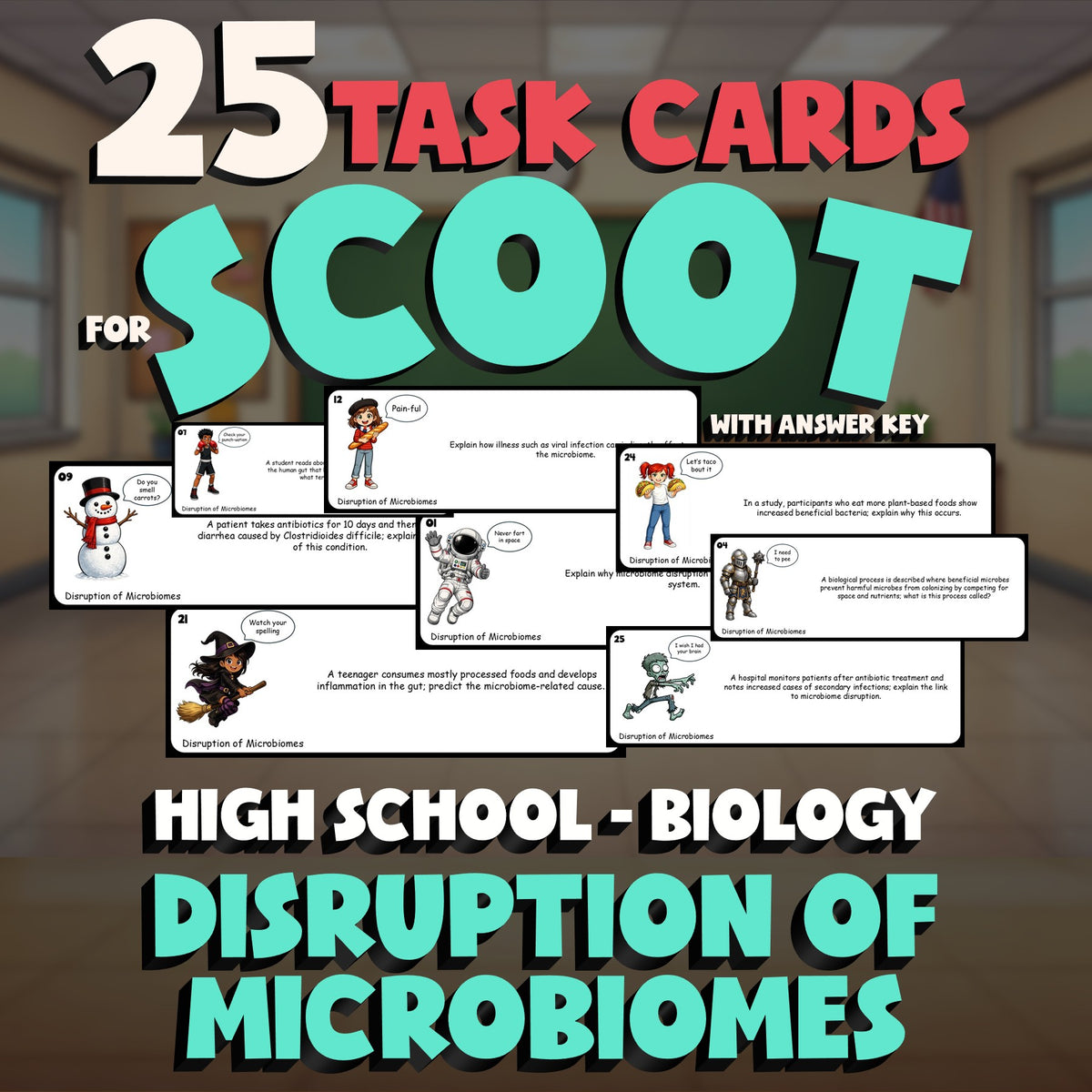 Disruption of Microbiomes SCOOT TASK CARDS Science Game - No Prep Biology Review