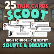 Solute & Solvent SCOOT TASK CARDS Science Game - No Prep Chemistry Review