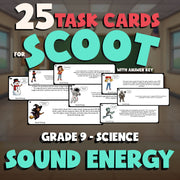 Sound Energy SCOOT TASK CARDS Science Game - No Prep Grade 9 Review Activity