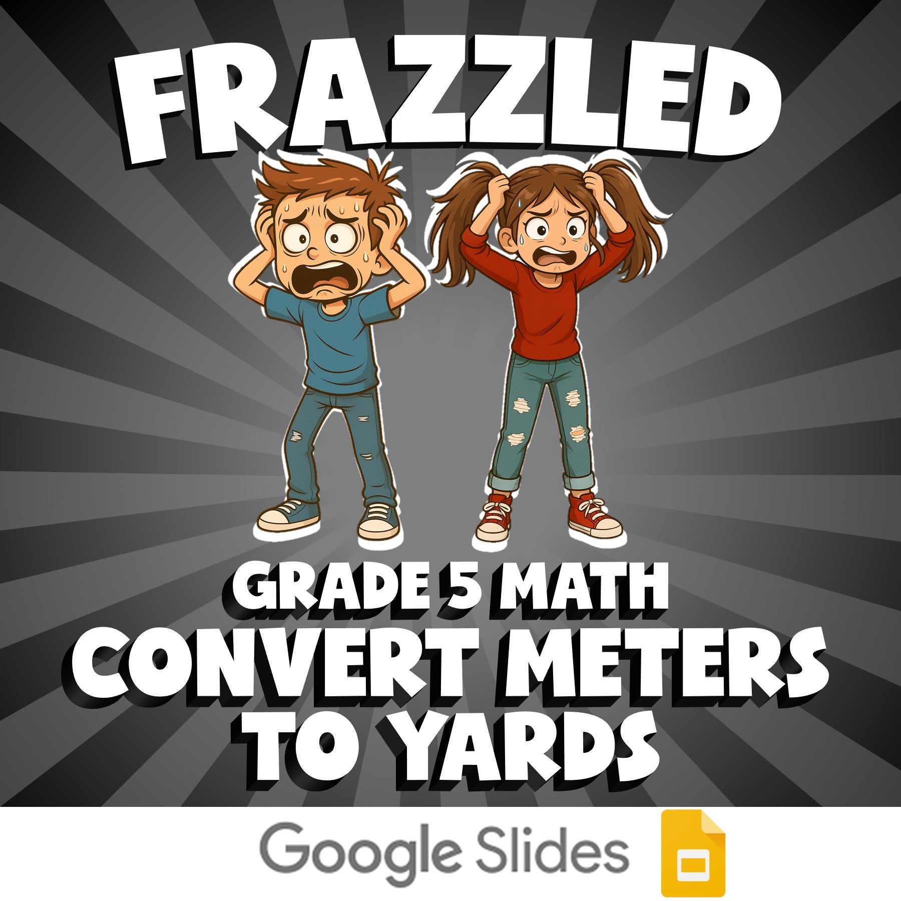 Convert Meters to Yards FRAZZLED Math Game - No Prep Grade 5 Review Activity