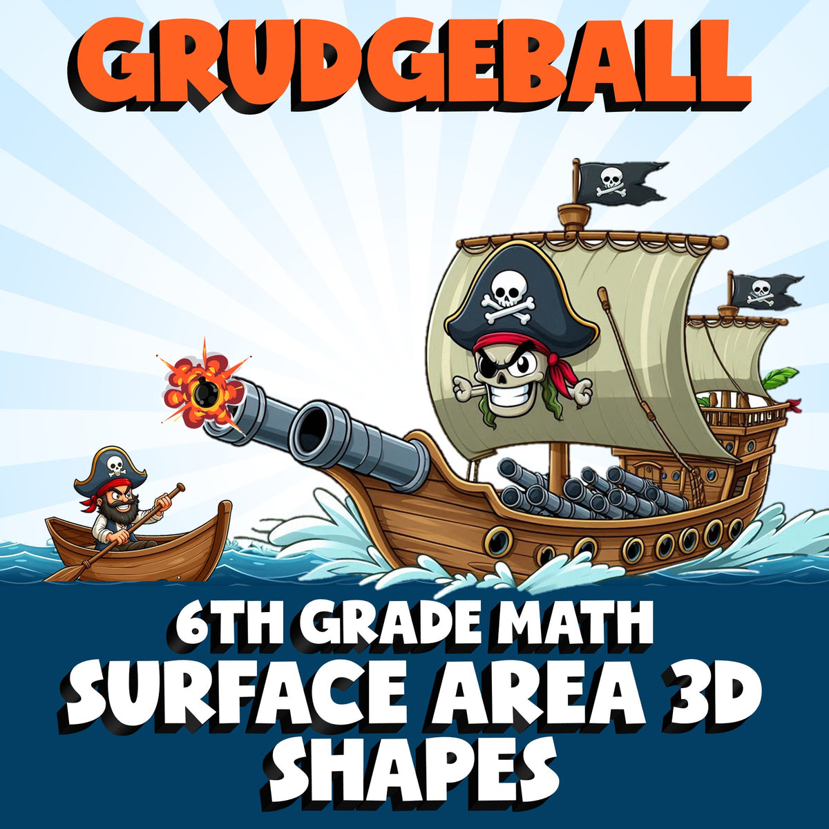 Surface Area 3D Shapes GRUDGEBALL Math Game - No Prep Grade 6 Review Activity