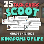 Kingdoms of Life SCOOT TASK CARDS Science Game - No Prep Grade 6 Review Activity