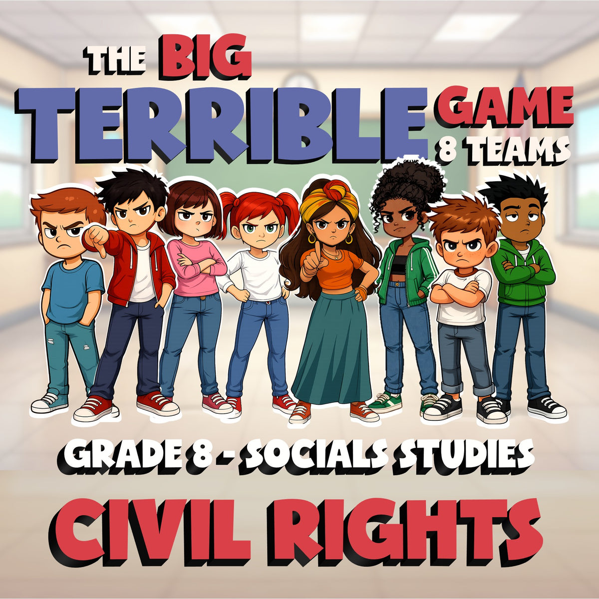 Civil Rights BIG TERRIBLE GAME - No Prep Grade 8 Socials Review Activity