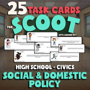 Social & Domestic Policy SCOOT TASK CARDS Civics Game - No Prep Review Activity