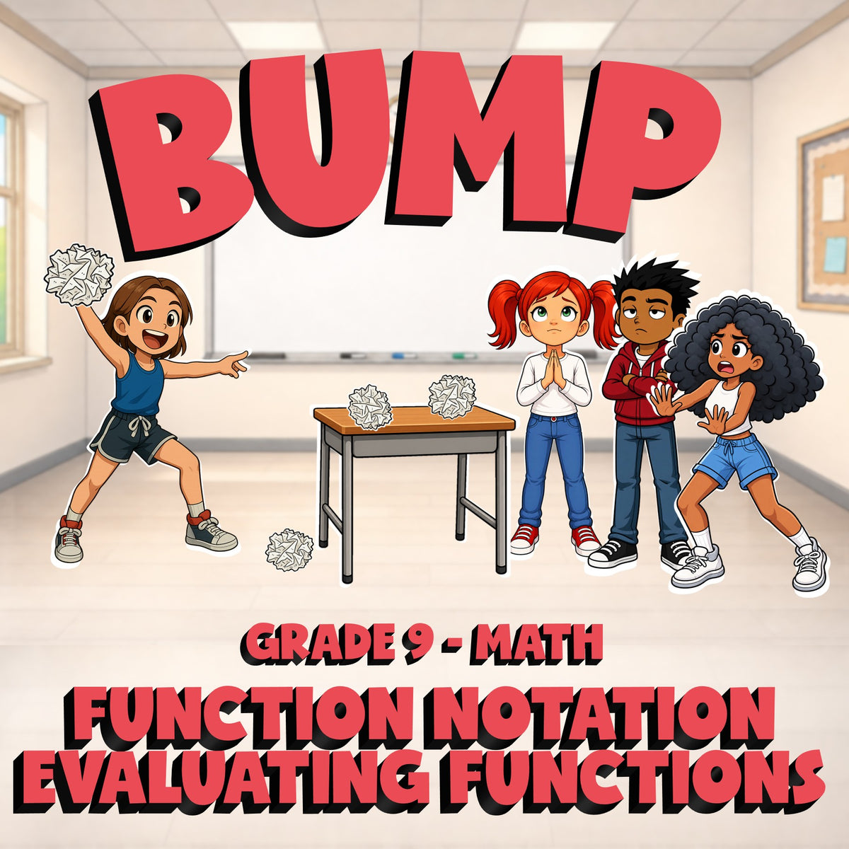 Function Notation Evaluating Functions BUMP Math Game - No Prep Grade 9 Review