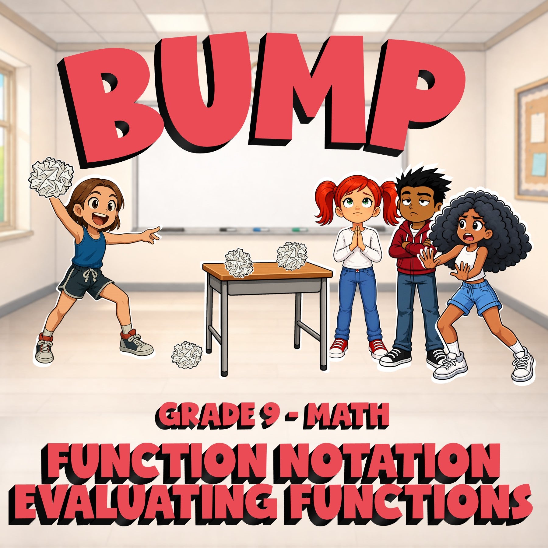 Function Notation Evaluating Functions BUMP Math Game - No Prep Grade 9 Review