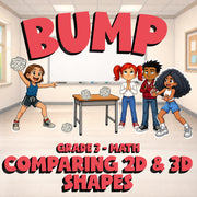 Comparing 2D & 3D Shapes BUMP Math Game - No Prep Grade 3 Review Activity