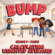 Calculating Weighted Averages BUMP Math Game - No Prep Grade 9 Review Activity
