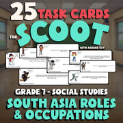 South Asia Roles & Occupations SCOOT TASK CARDS Socials Game - No Prep Grade 7