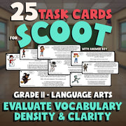Evaluate Vocabulary Density & Clarity SCOOT TASK CARDS ELA Game - Grade 11