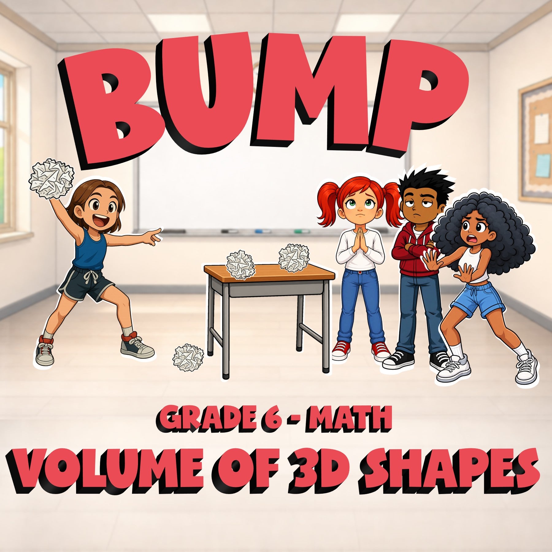 Volume of 3D Shapes BUMP Math Game - No Prep Grade 6 Review Activity
