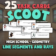 Line Segments and Rays SCOOT TASK CARDS Math Game - No Prep Geometry Review
