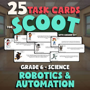 Robotics & Automation SCOOT TASK CARDS Science Game - No Prep Grade 6 Review