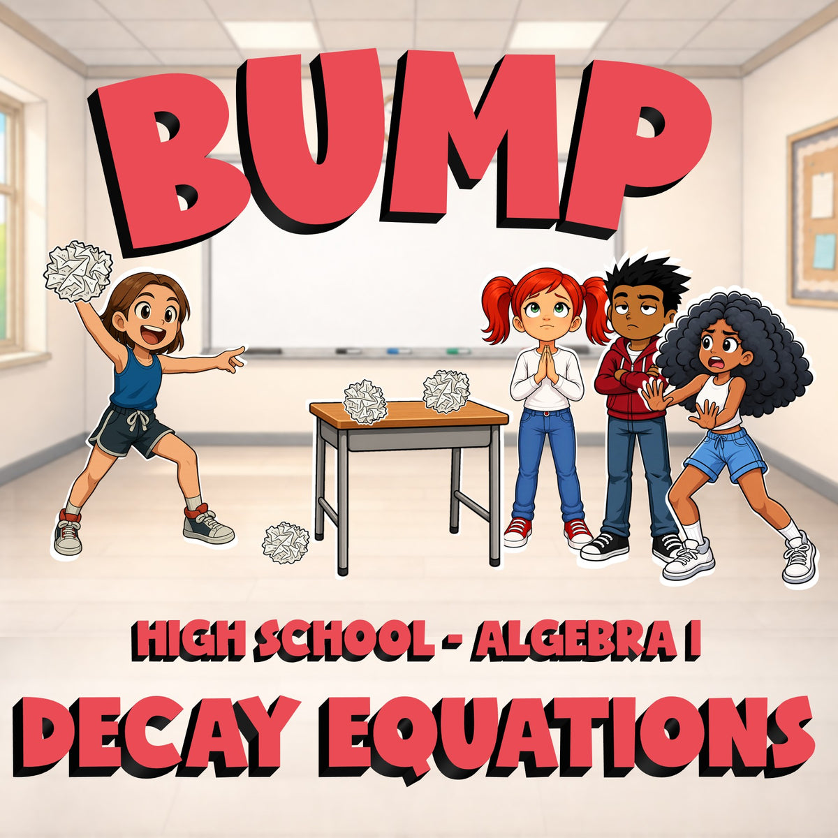 Decay Equations BUMP Math Game - No Prep Algebra 1 Review Activity