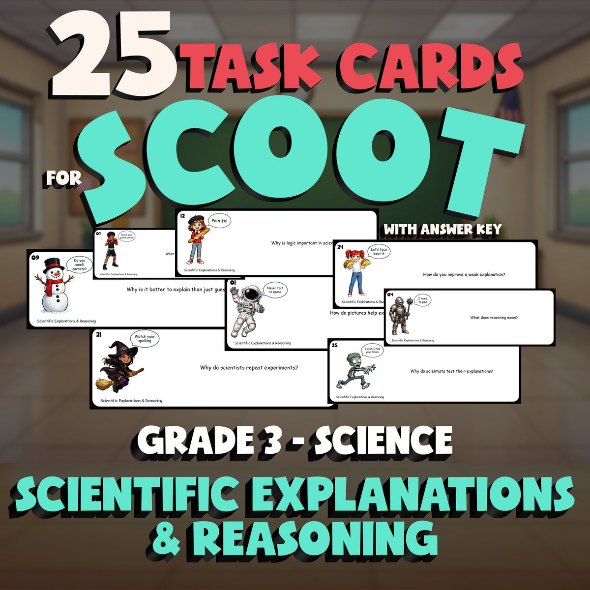 Scientific Explanations & Reasoning SCOOT TASK CARDS Science Game - Grade 3