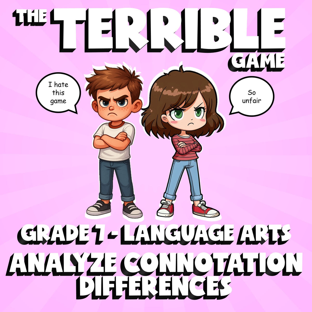 Analyze Connotation Differences THE TERRIBLE GAME - No Prep Grade 7 ELA Review