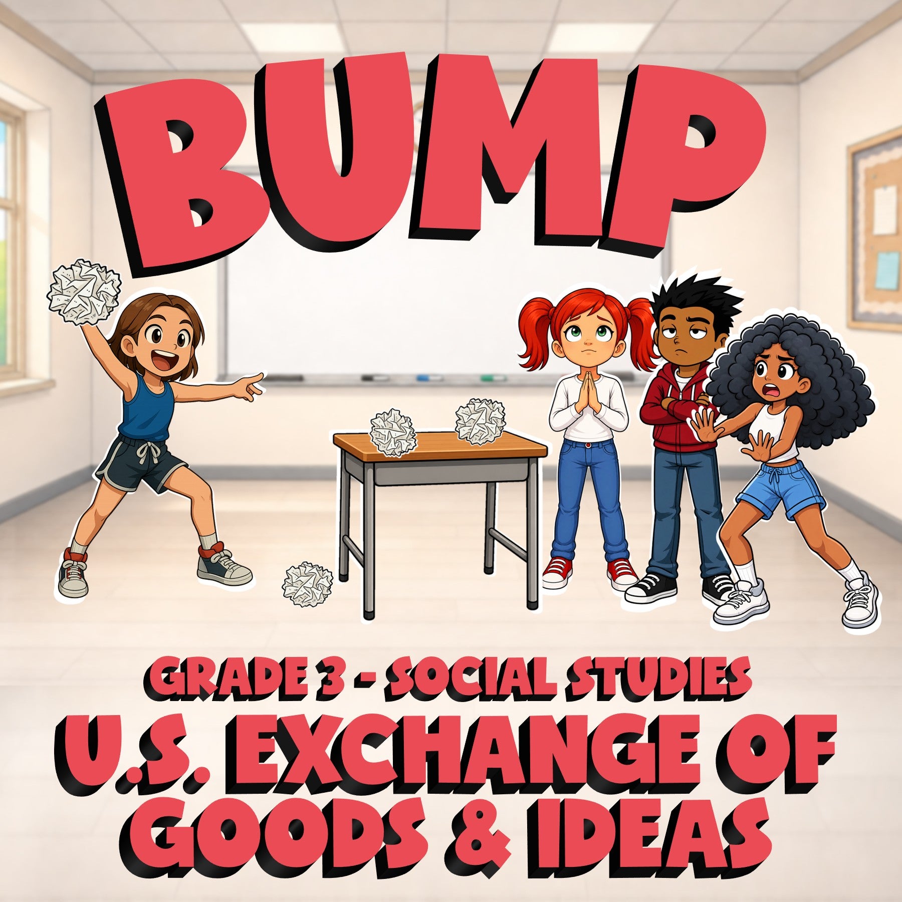 U.S. Exchange of Goods & Ideas BUMP Socials Game - No Prep Grade 3 Review