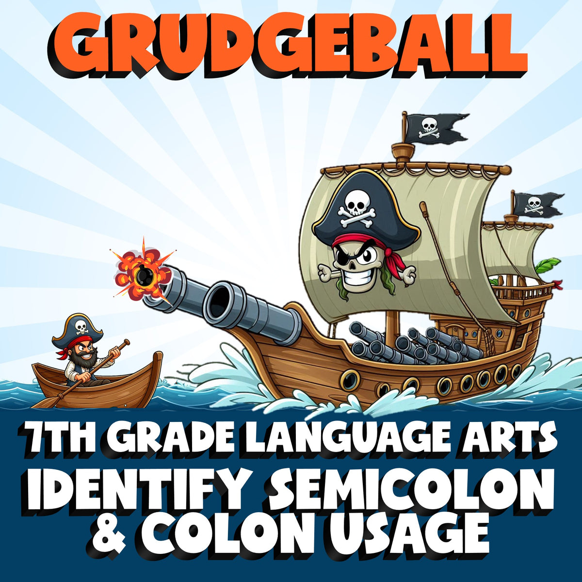 Identify Semicolon & Colon Usage GRUDGEBALL ELA Game - No Prep Grade 7 Review