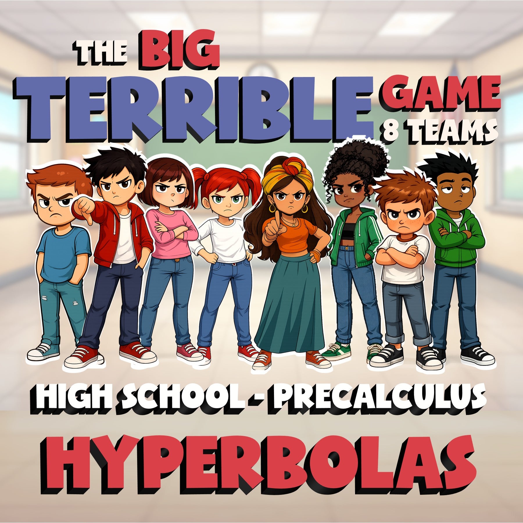 Hyperbolas BIG TERRIBLE GAME - No Prep PreCalculus Math Review Activity