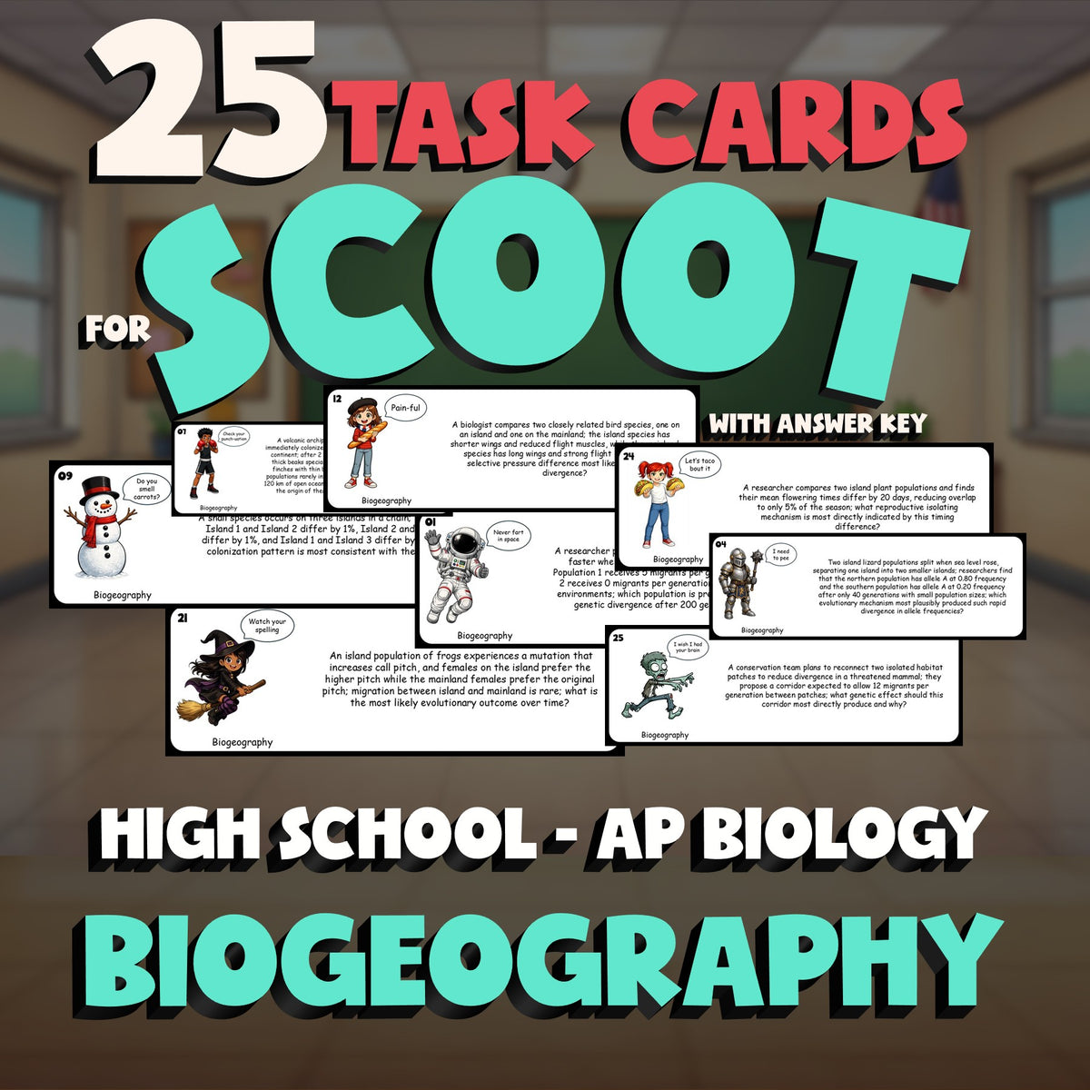 Biogeography SCOOT TASK CARDS Science Game - No Prep AP Biology Review Activity