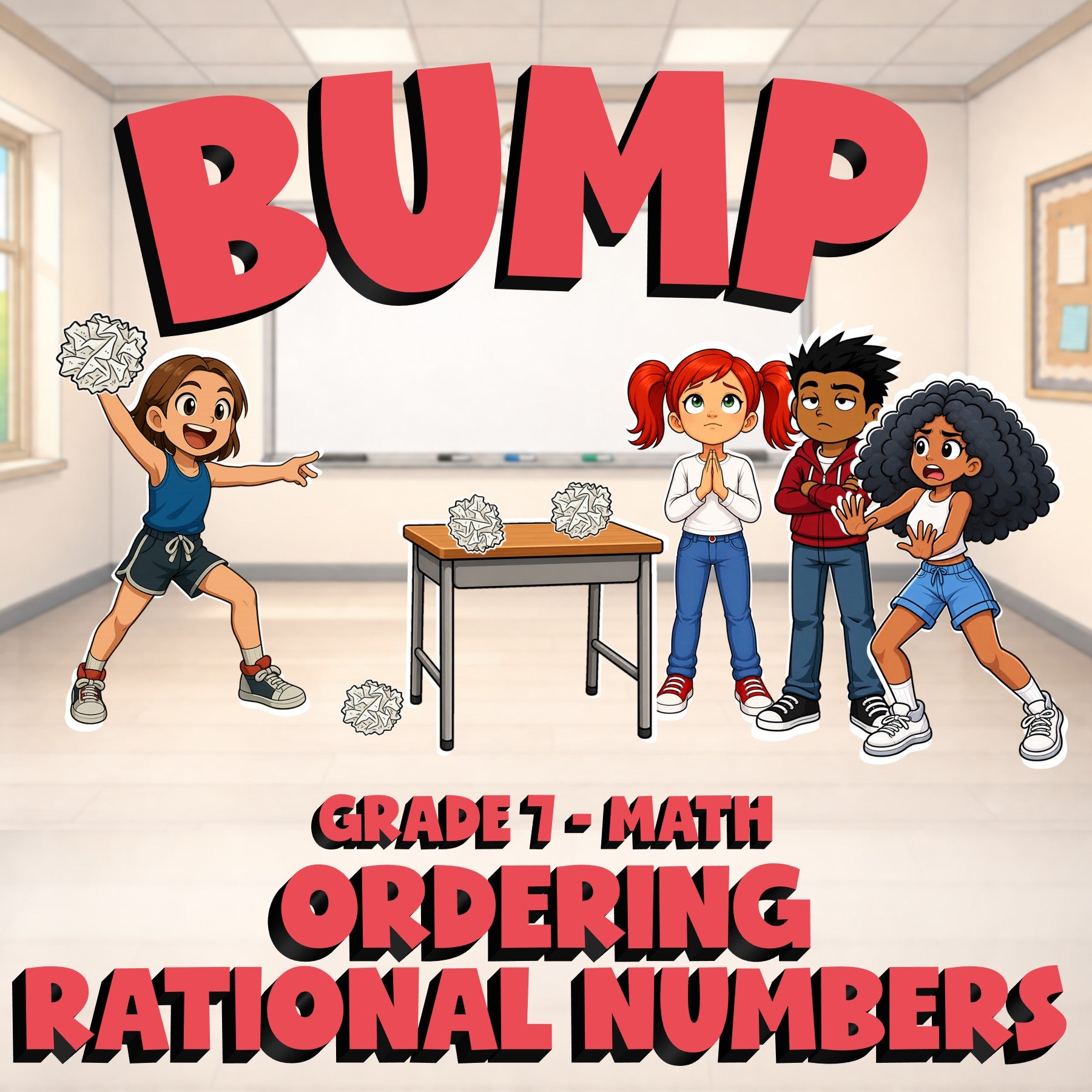 Ordering Rational Numbers BUMP Math Game - No Prep Grade 7 Review Activity